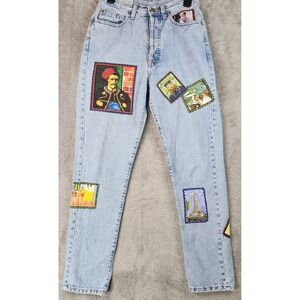 Banana Republic Jeans Womens Size 8 Blue Light Wash Art Patch Button Fly USA